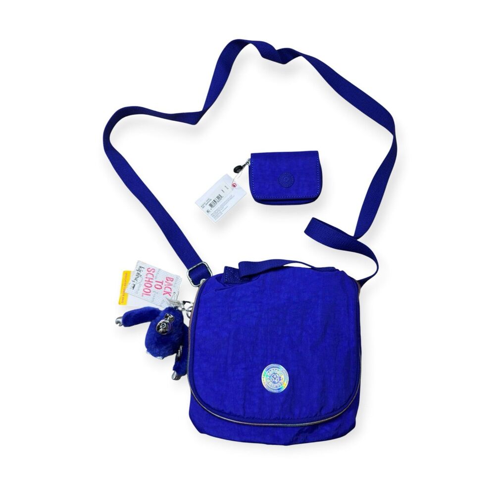 Kipling Blue Blueberry Crossbody Bag Purse Adjustable Strap w/ Wallet Rare BNWT